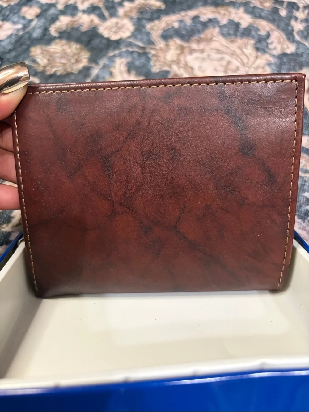Buxton Dark Brown Pebbled Leather Wallet